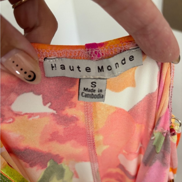 NWT Haute Monde Vibrant Floral Bodycon Split Faux Tie Dress size Small - Picture 6 of 6